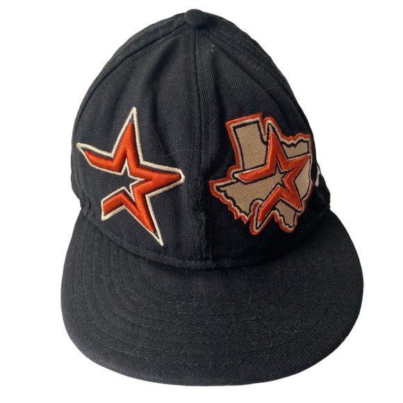 New Era Other - Houston Astros double logo hat black 3D Texas wool cap New Era 59fifty RARE 71/2